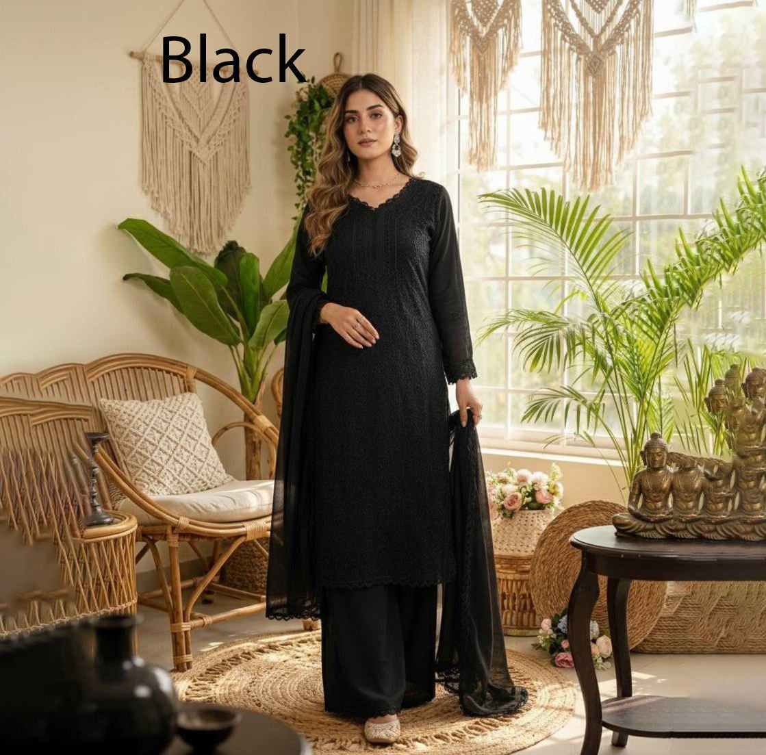 Heavy Viscose Silk Afghani Style Midi Kurta Set FZ-PR-06