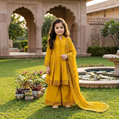 Girls' Cotton Embroidered Salwar Kameez Set FZ-PR-38