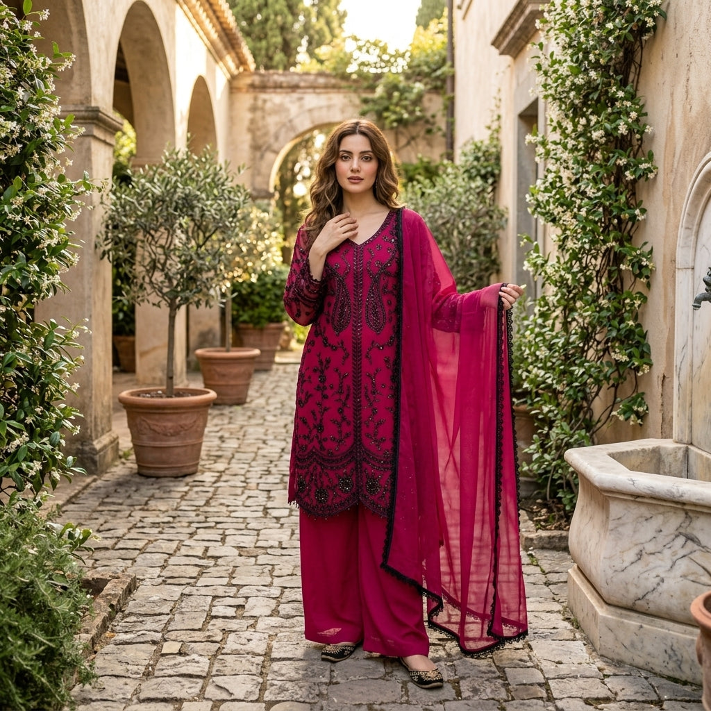 Women's Heavy Faux Georgette Sequin Suit Set FZ-PR-27