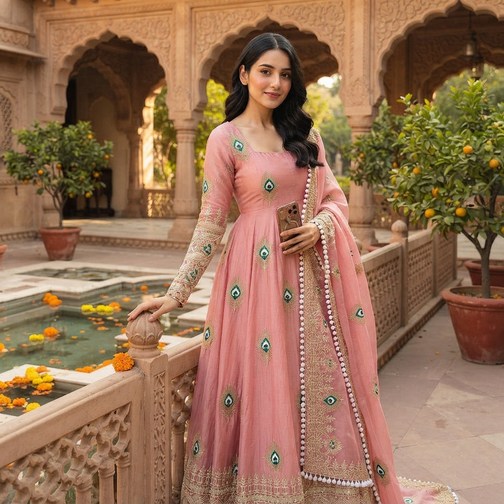 Women's Silk Embroidered Gown Set FZ-PR-41