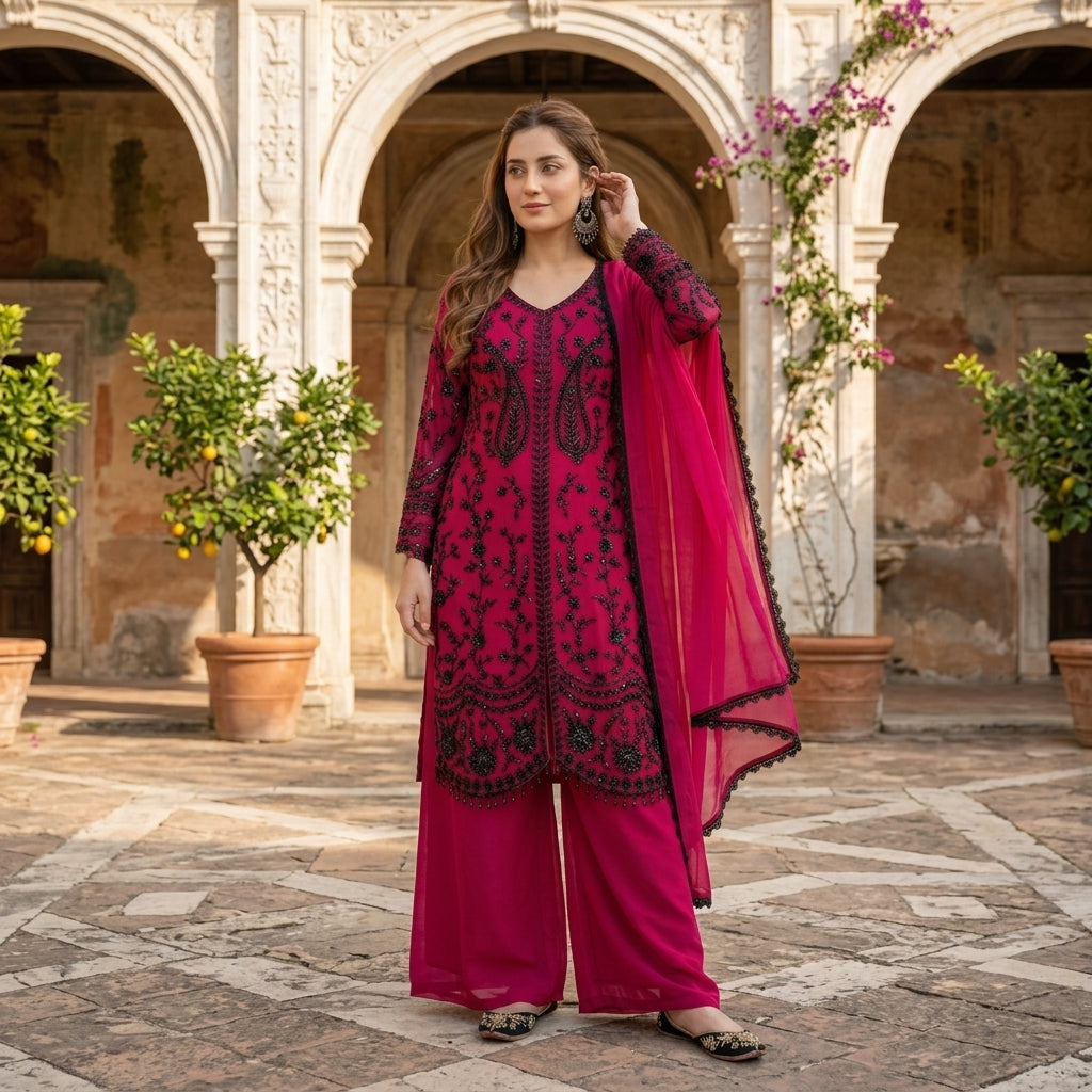 Women's Heavy Faux Georgette Sequin Suit Set FZ-PR-27