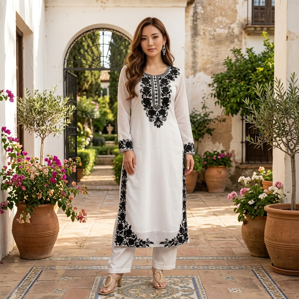 Women's Embroidered Georgette Kurta Set FZ-PR-28