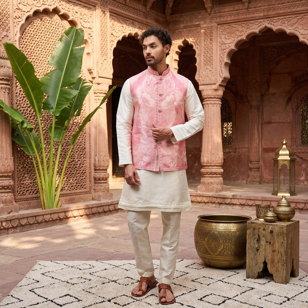 Men's Jacquard Koti Kurta Pant Set FZ-PR-21