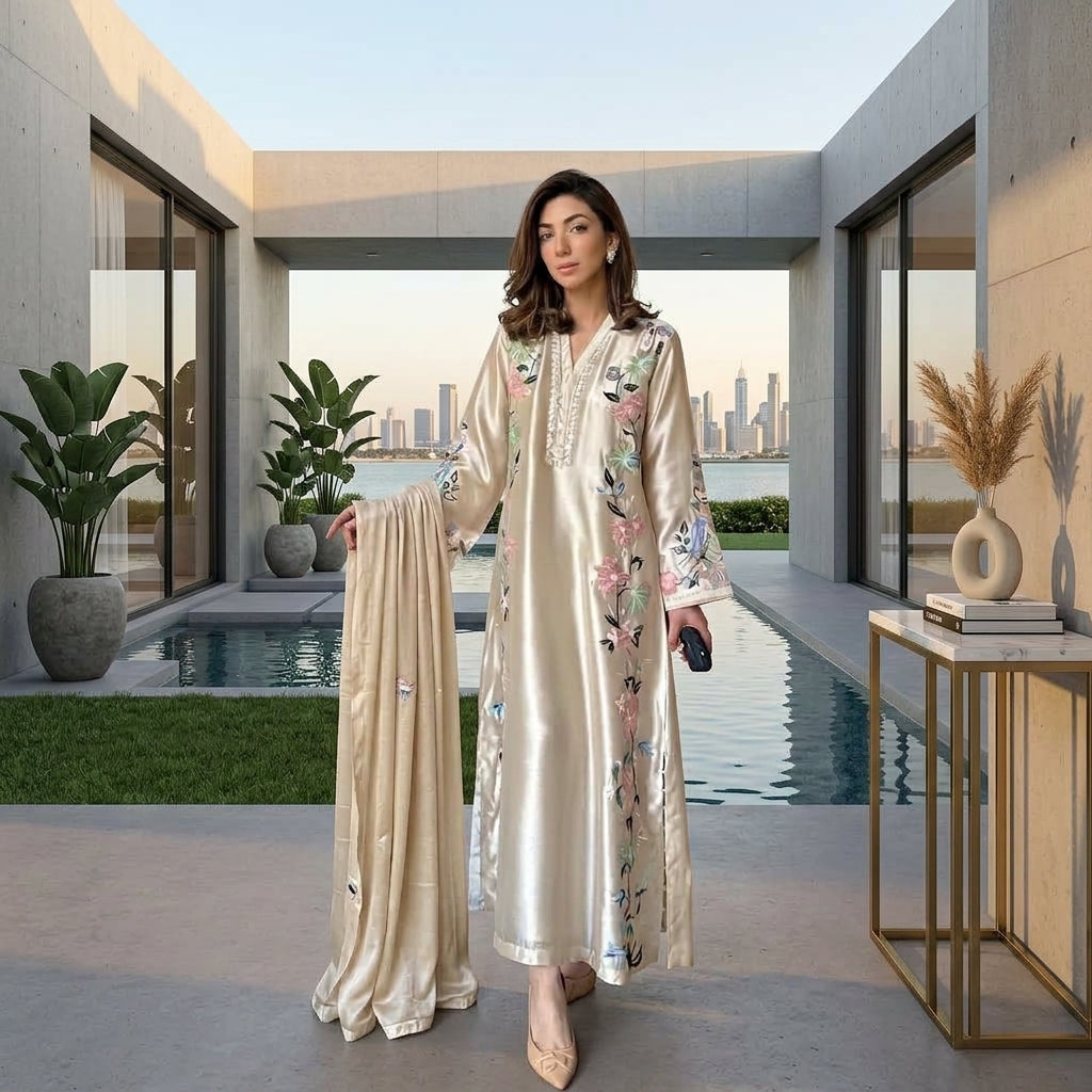Women's Roman Glass Sequin Kaftan Gown Set FZ-PR-32