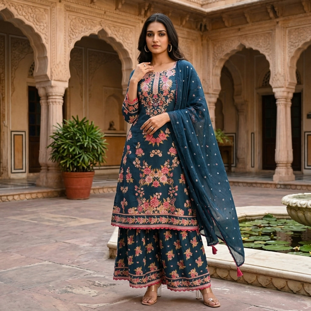Women's Digital Print Rayon Palazzo Suit Set FZ-PR-36