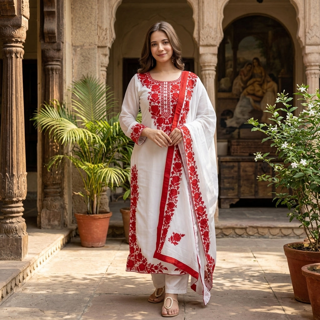 Women's Embroidered Georgette Kurta Set FZ-PR-30