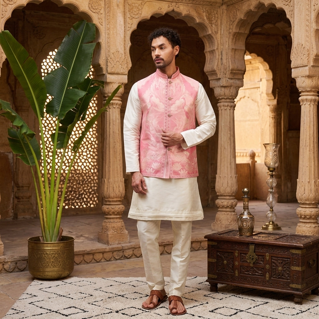 Men's Jacquard Koti Kurta Pant Set FZ-PR-21