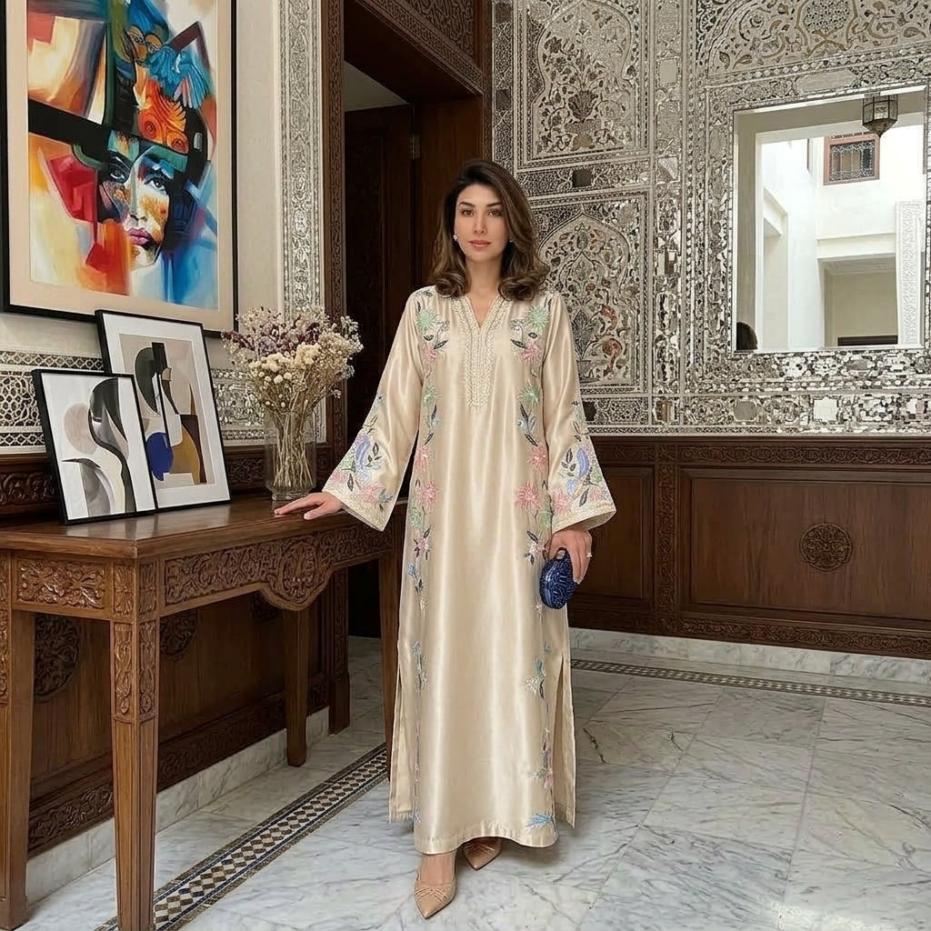 Women's Roman Glass Sequin Kaftan Gown Set FZ-PR-32