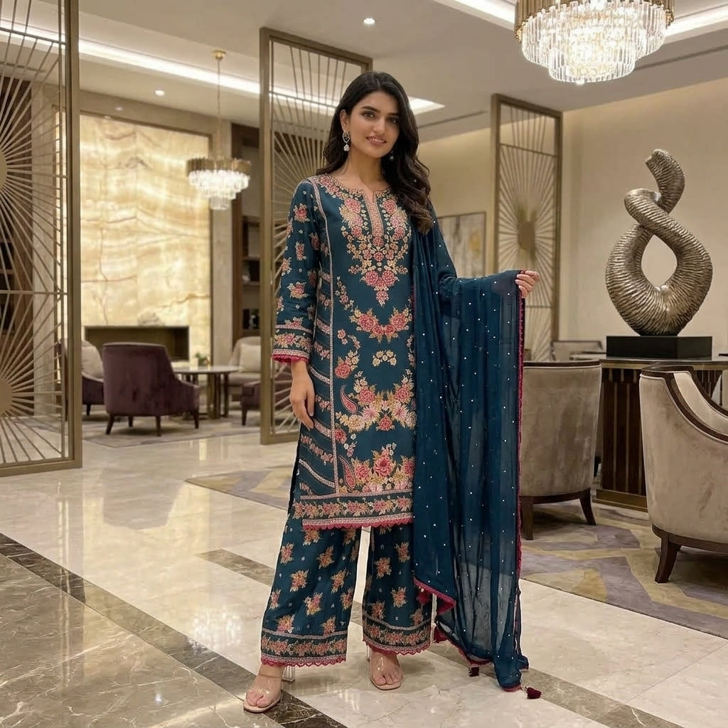 Women's Digital Print Rayon Palazzo Suit Set FZ-PR-36
