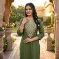 Women's Embroidered Slub Rayon Kurta Set with Dupatta FZ-PR-15