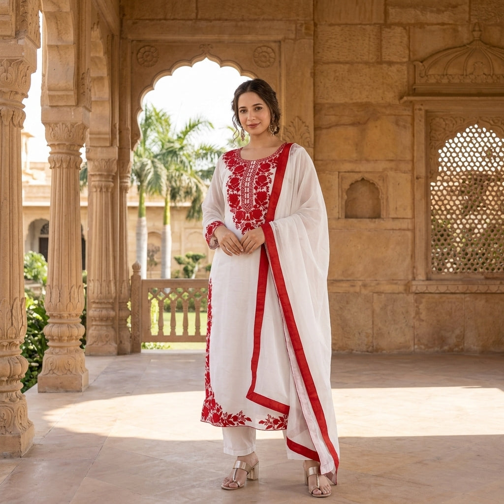 Women's Embroidered Georgette Kurta Set FZ-PR-30