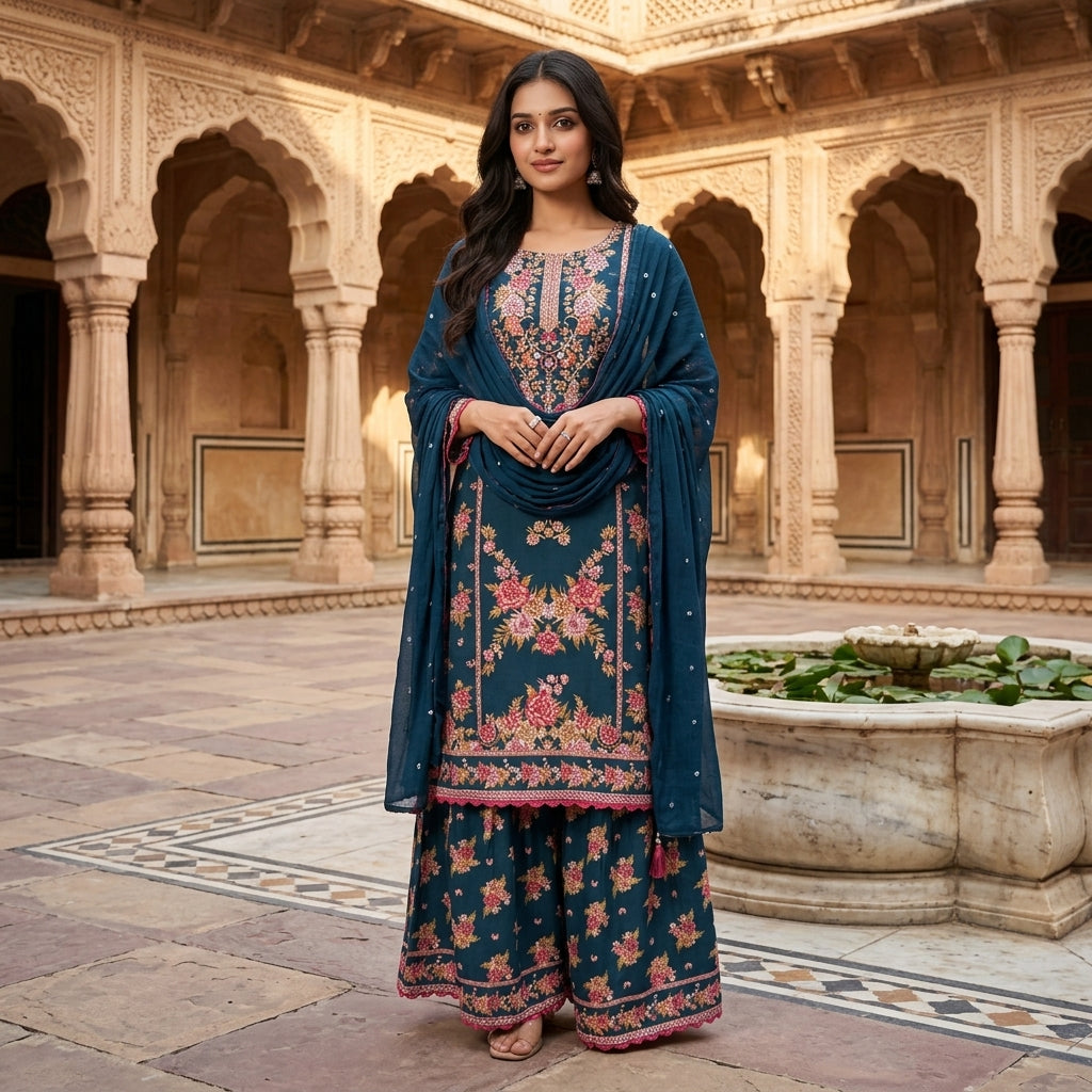 Women's Digital Print Rayon Palazzo Suit Set FZ-PR-36
