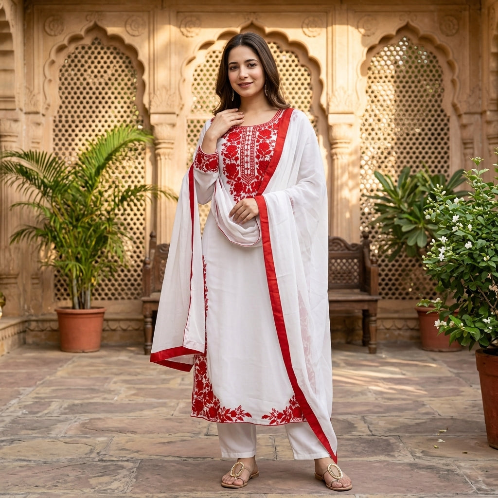 Women's Embroidered Georgette Kurta Set FZ-PR-30