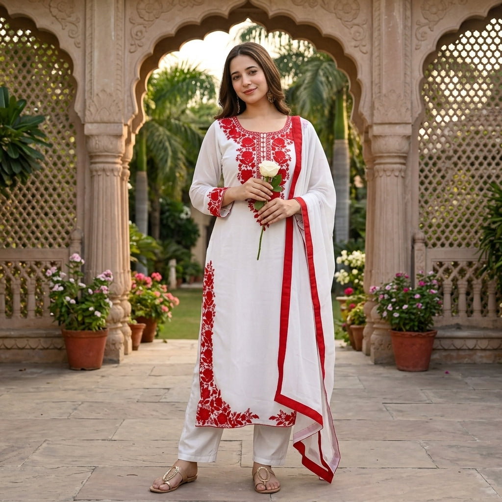Women's Embroidered Georgette Kurta Set FZ-PR-30
