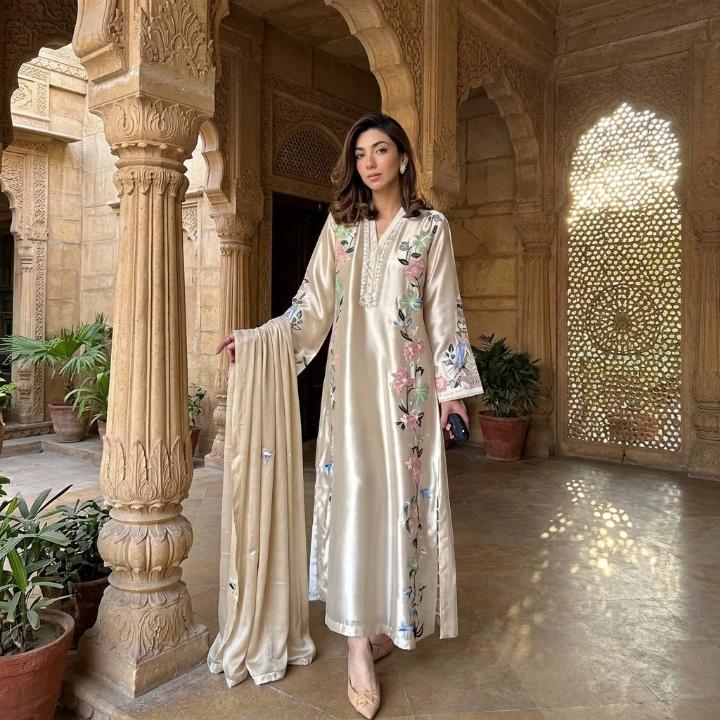 Women's Roman Glass Sequin Kaftan Gown Set FZ-PR-32
