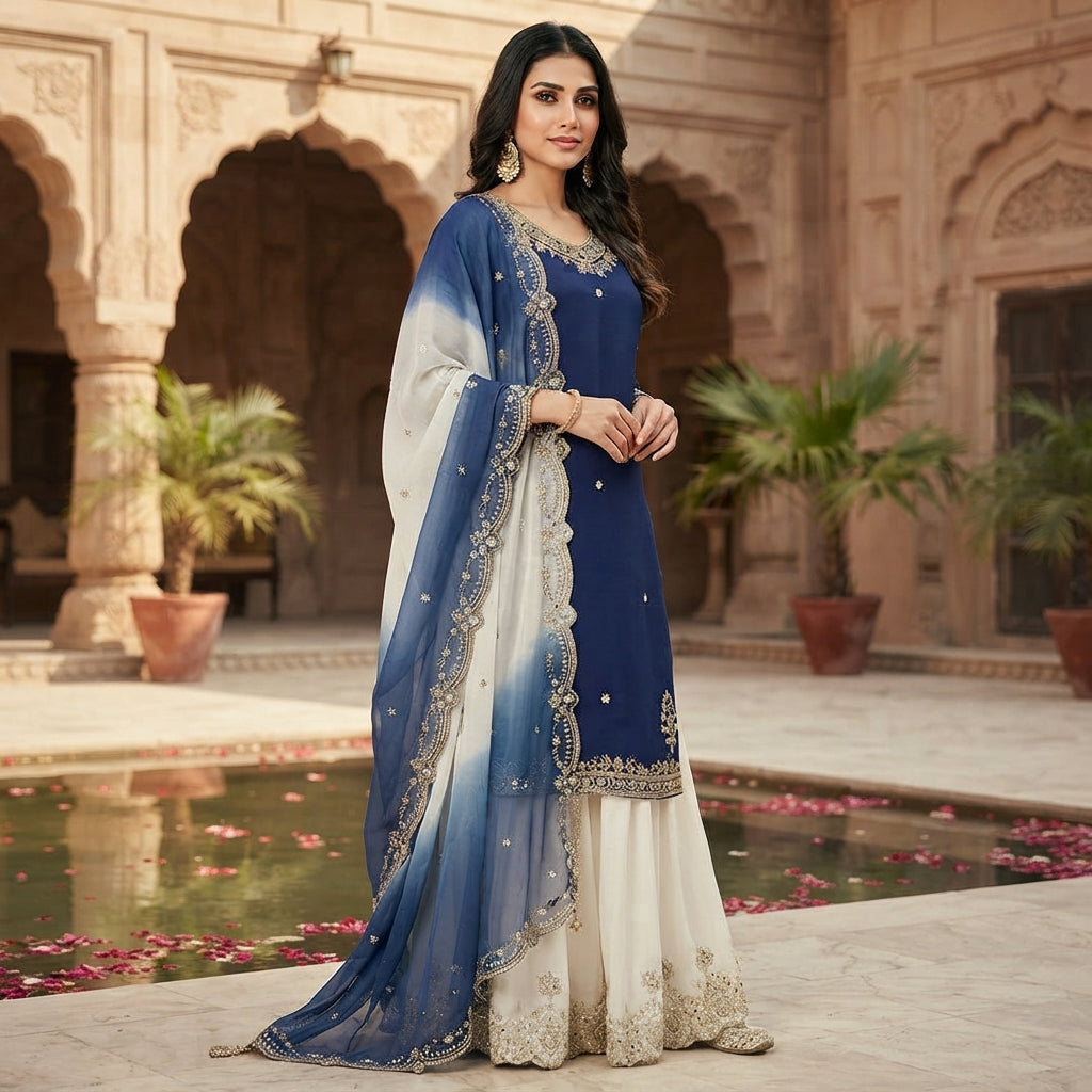 Women's French Crêpe Embroidered Salwar Kameez Set FZ-PR-45