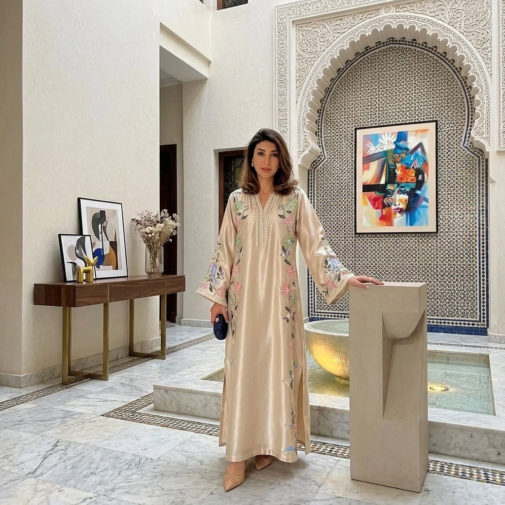 Women's Roman Glass Sequin Kaftan Gown Set FZ-PR-32