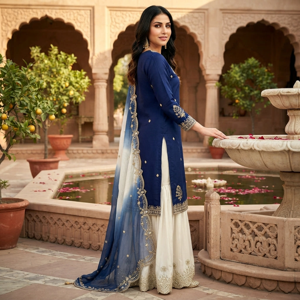 Women's French Crêpe Embroidered Salwar Kameez Set FZ-PR-45