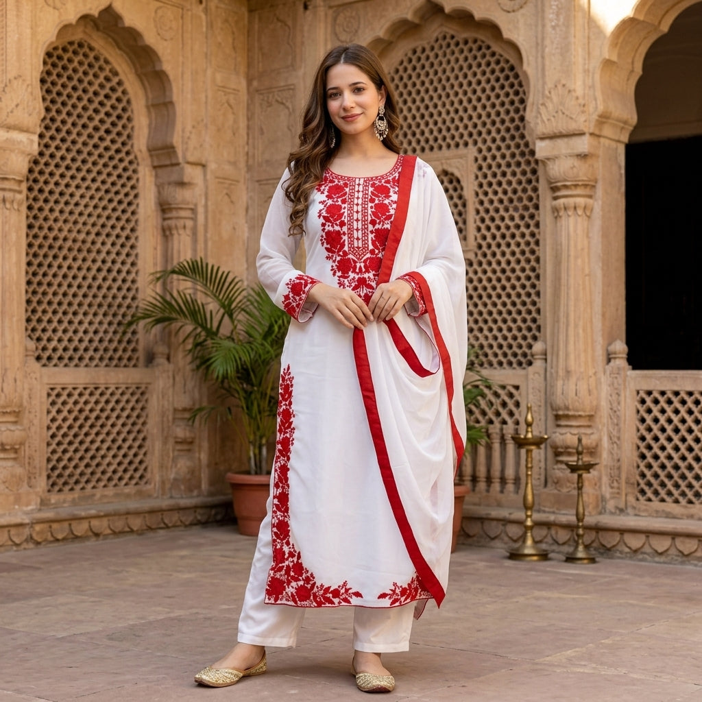 Women's Embroidered Georgette Kurta Set FZ-PR-30