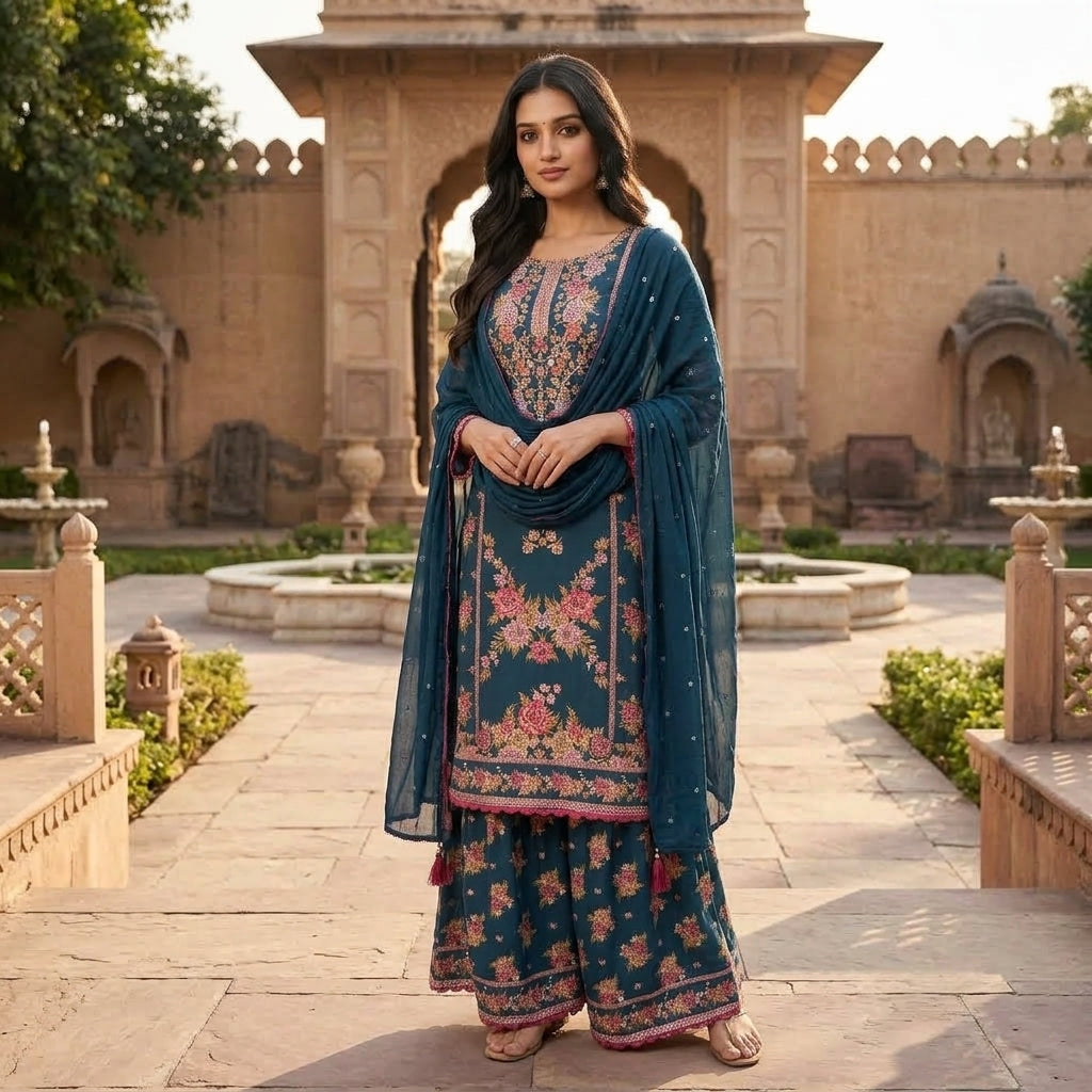 Women's Digital Print Rayon Palazzo Suit Set FZ-PR-36