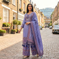 Women's Maslin Digital Print Mirror Work Kurta Palazzo Set FZ-PR-47