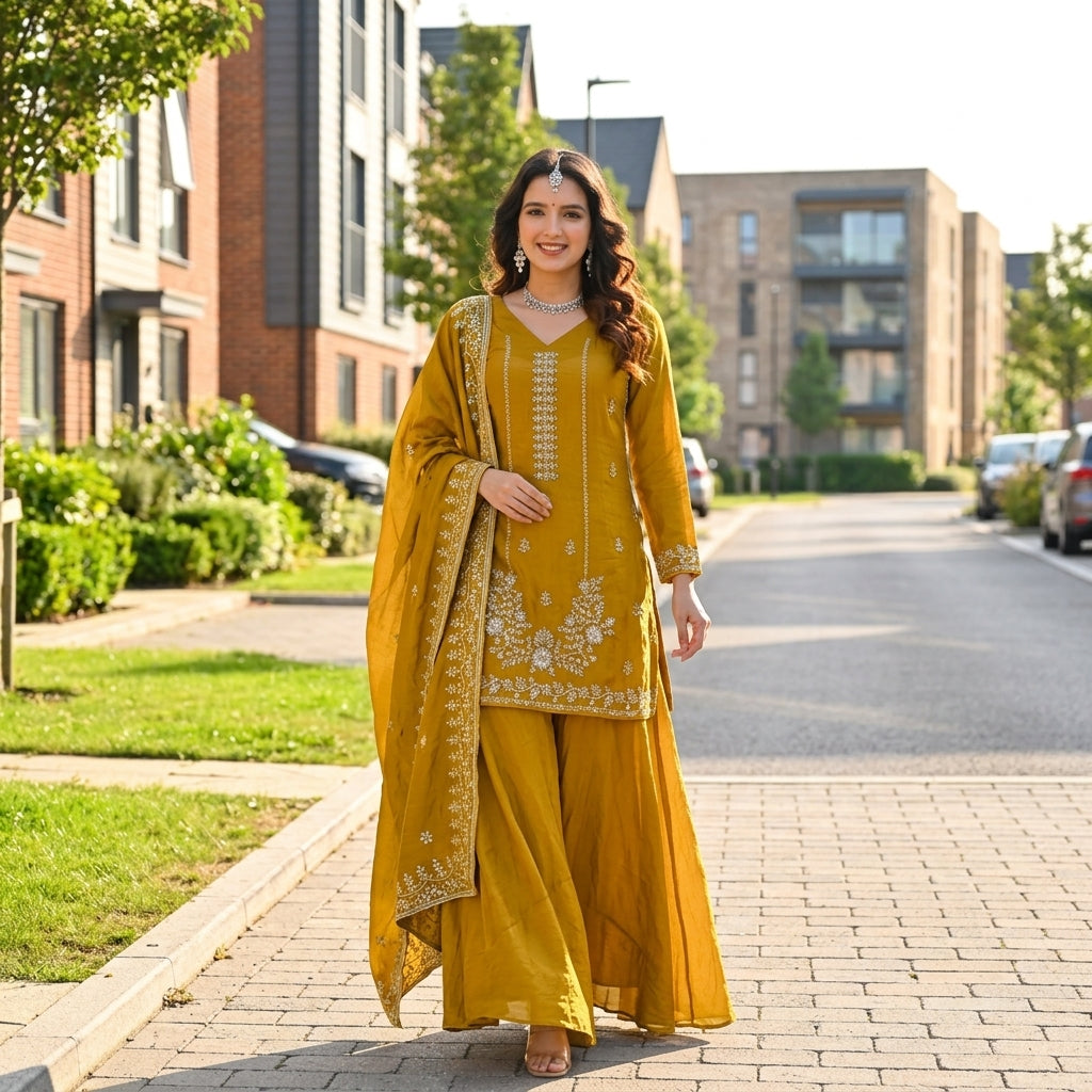 Women's NC Vichitra Embroidered Sharara Palazzo Set FZ-PR-55