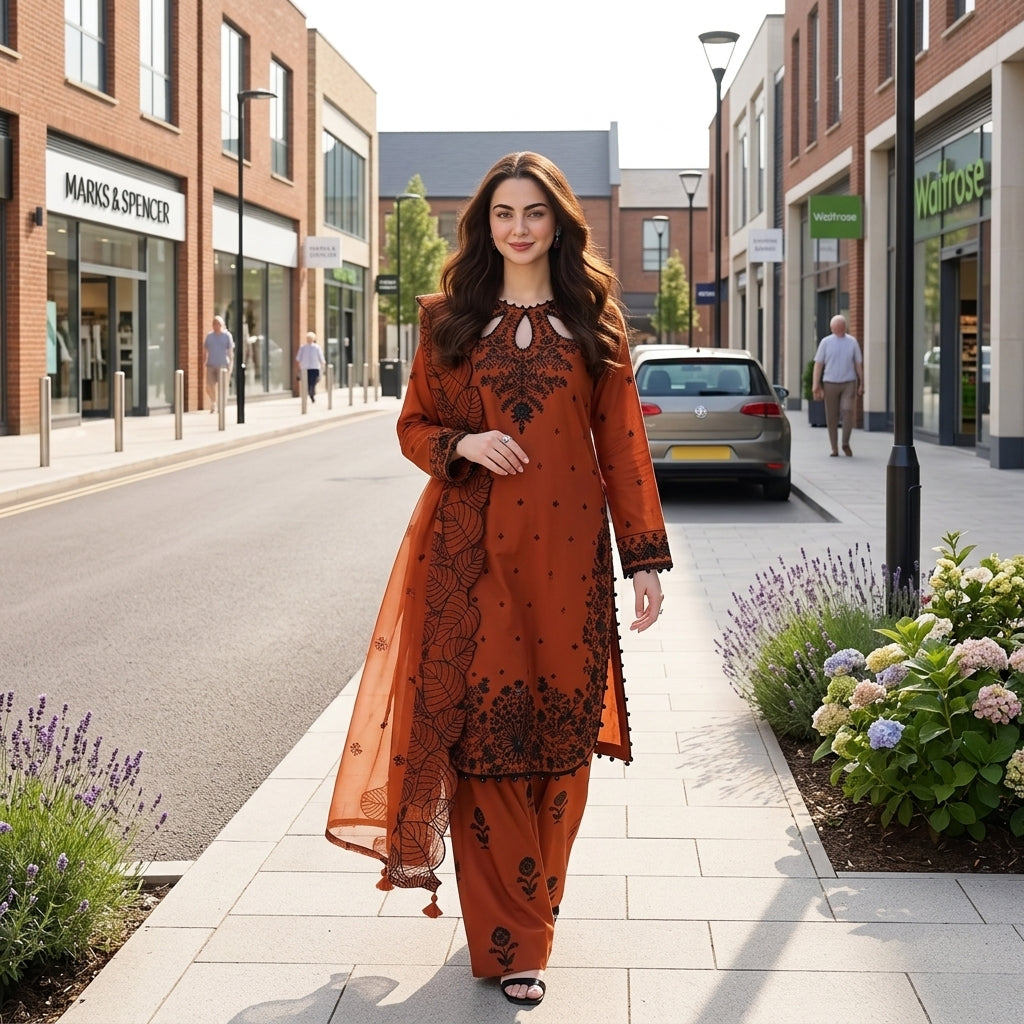 Women's Satin Rayon Embroidered Kurti Palazzo Set FZ-PR-54
