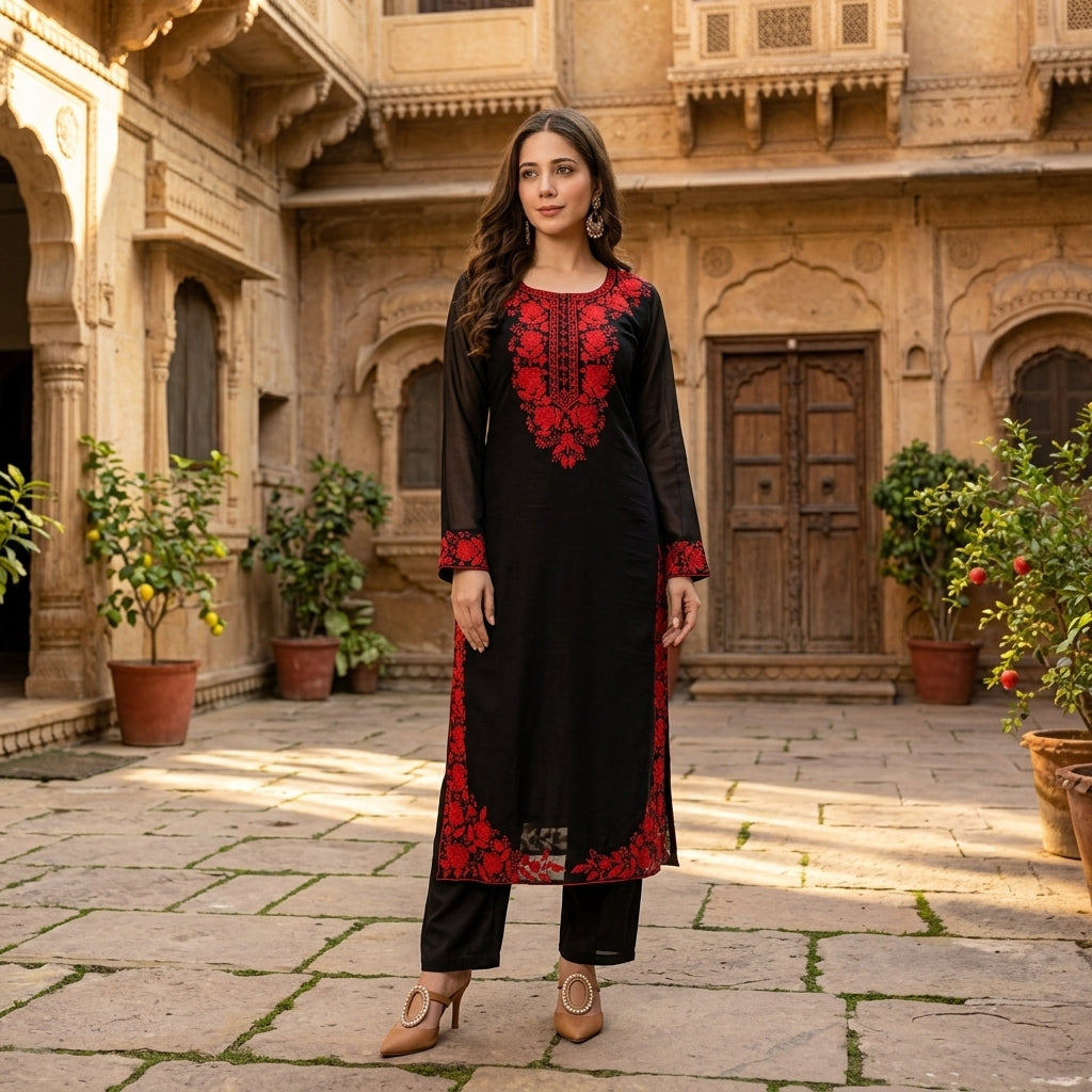 Women's Embroidered Georgette Kurta Set FZ-PR-29