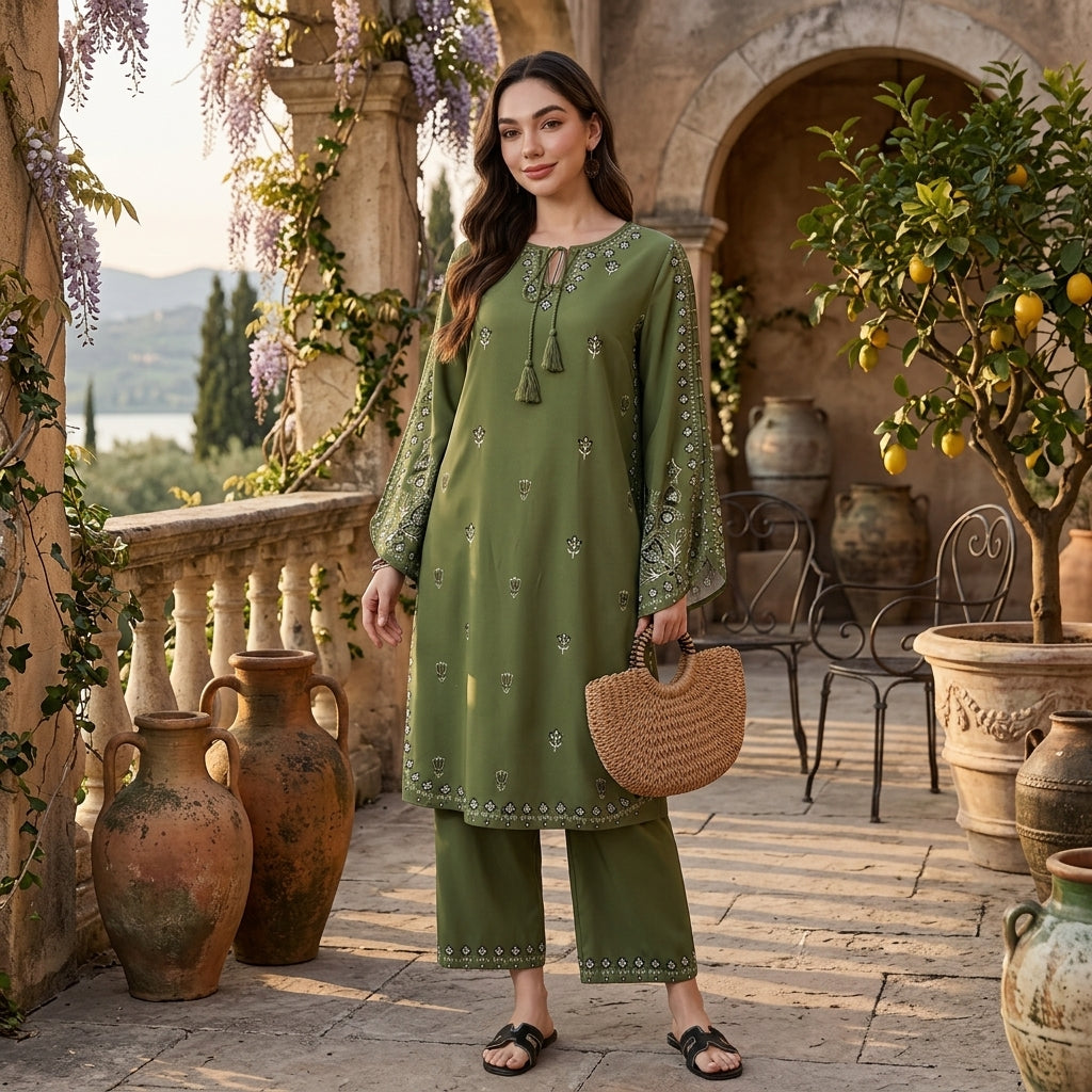 Boho Chic Salwar Suit – Green FZ-PR-11