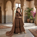 Girls' Roman Silk Embroidered Anarkali Set FZ-PR-39