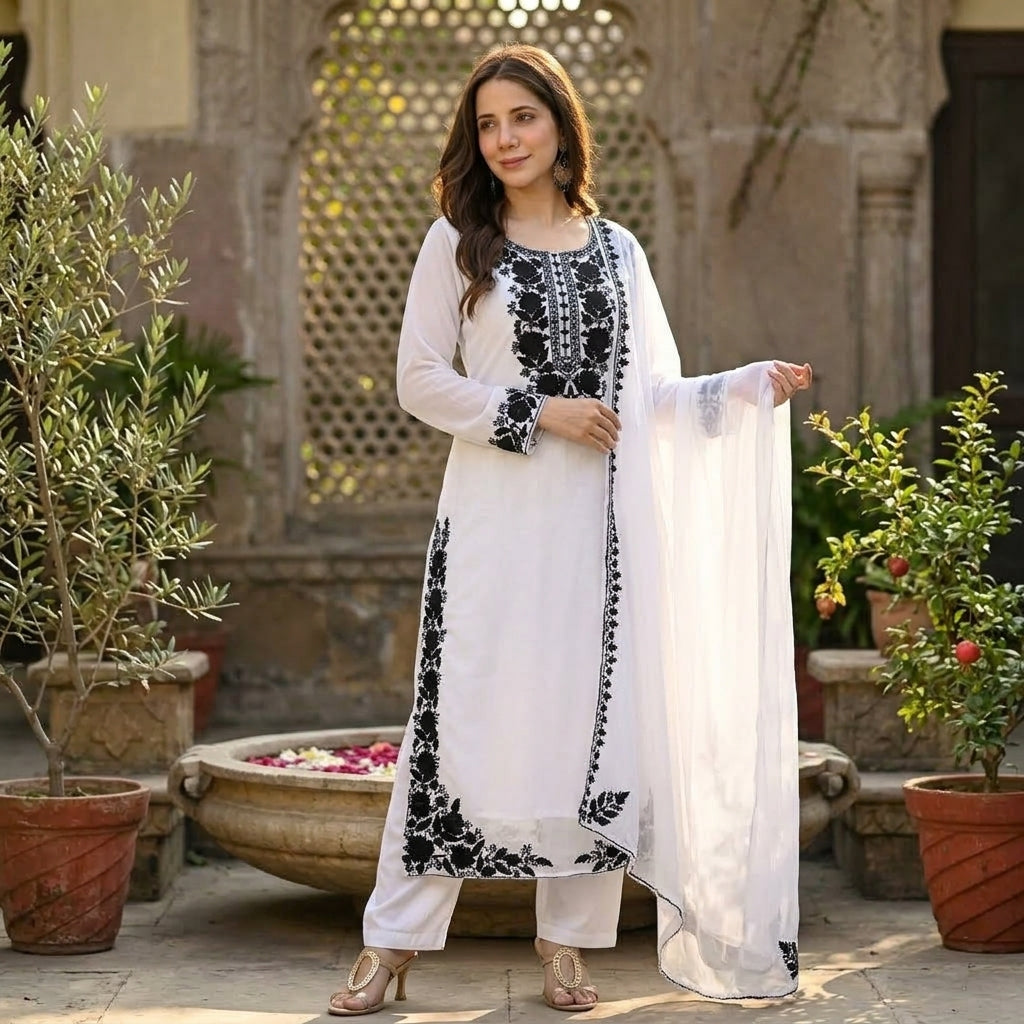Women's Embroidered Georgette Kurta Set FZ-PR-28