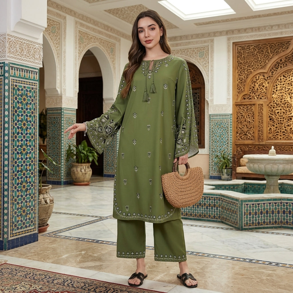 Boho Chic Salwar Suit – Green FZ-PR-11
