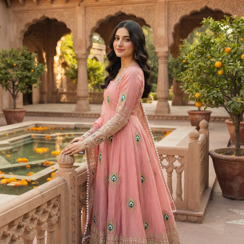 Women's Silk Embroidered Gown Set FZ-PR-41