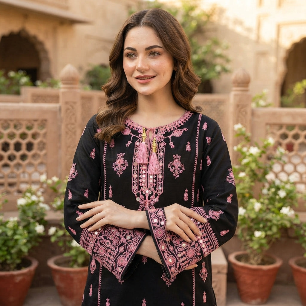 Women's Rayon Mirror Work Kurta Palazzo Set FZ-PR-46