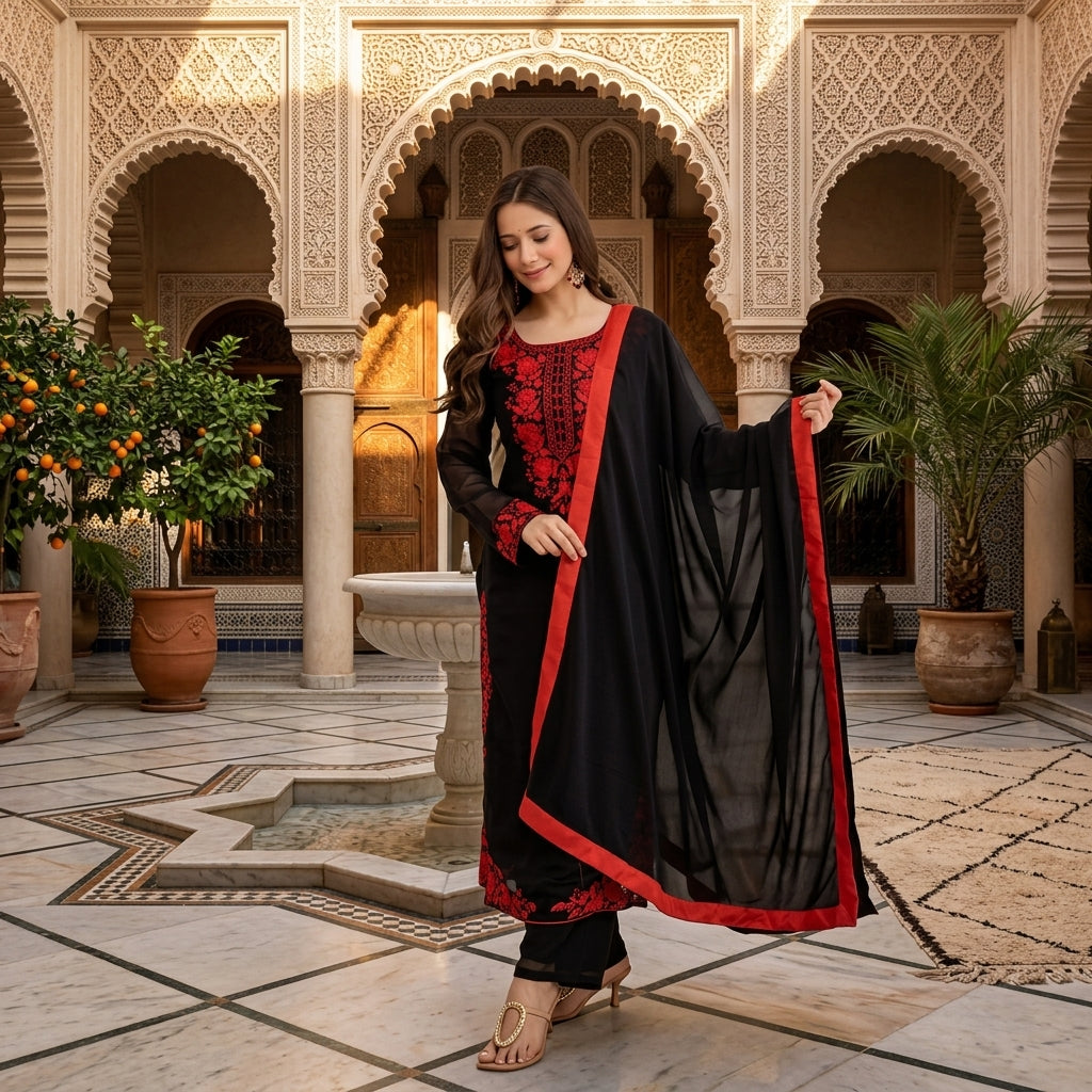 Women's Embroidered Georgette Kurta Set FZ-PR-29