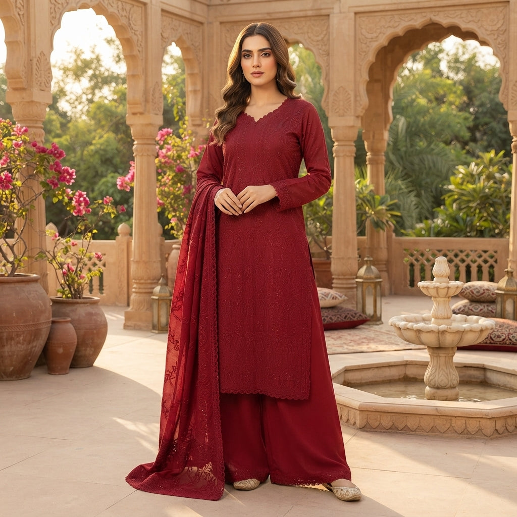 Heavy Viscose Silk Afghani Style Midi Kurta Set FZ-PR-06