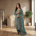Heavy Embroidered Fox Georgette Three-Piece Party Wear Suit FZ-PR-03