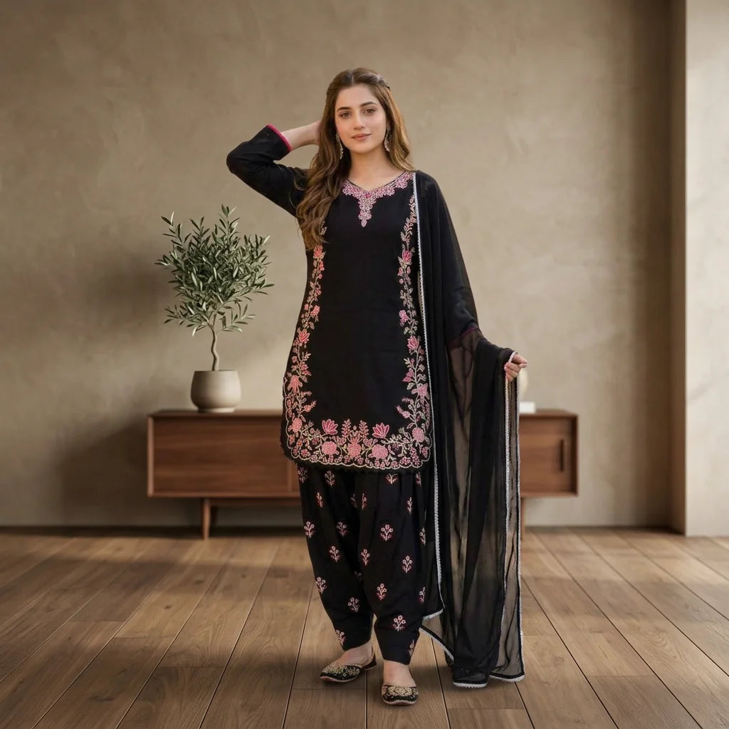 Heavy Embroidered Roman Silk Farshi Salwar Suit FZ-PR-02