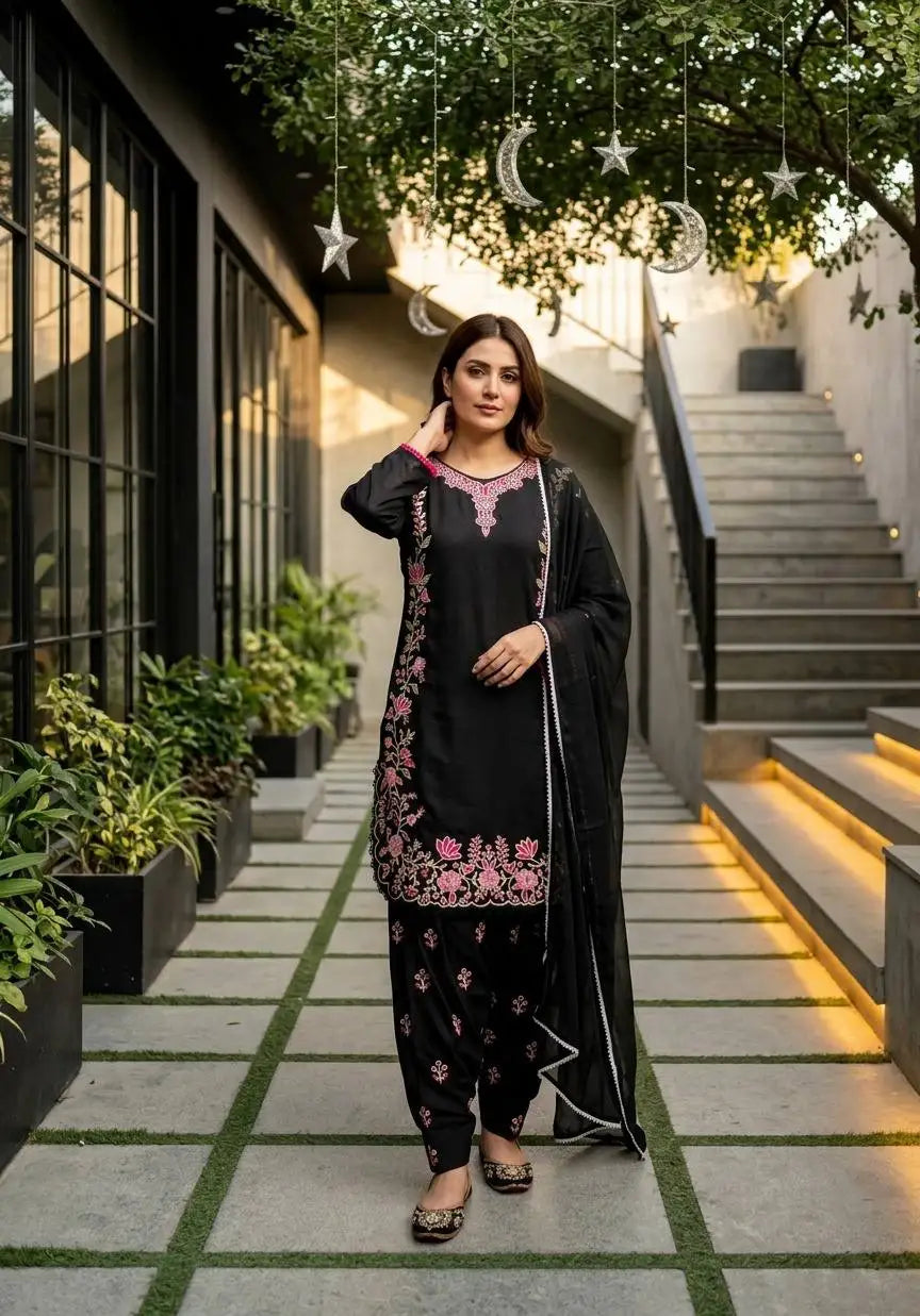 Heavy Embroidered Roman Silk Farshi Salwar Suit FZ-PR-02