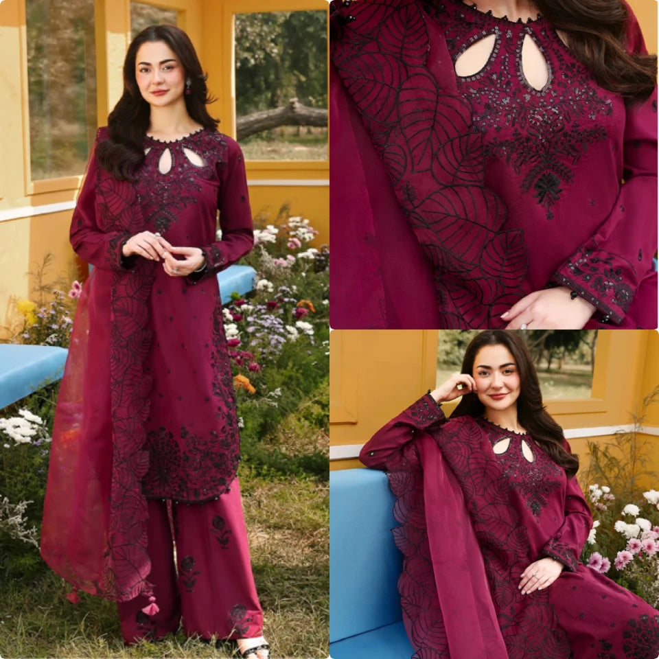 Women's Satin Rayon Embroidered Kurti Palazzo Set FZ-PR-54