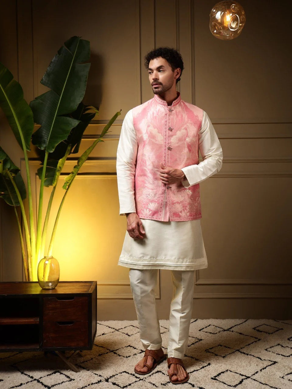 Men's Jacquard Koti Kurta Pant Set FZ-PR-21