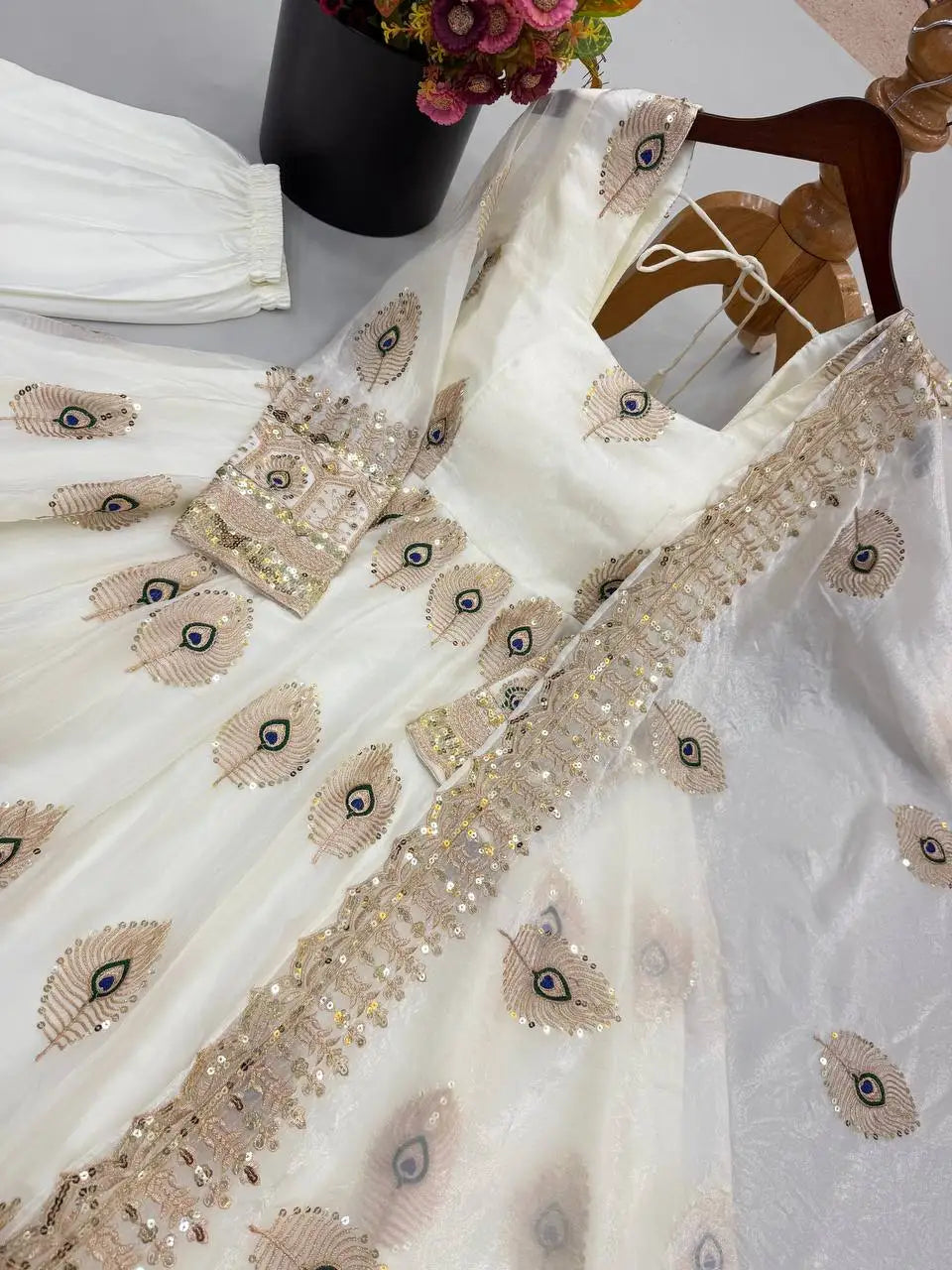 Women's Silk Embroidered Gown Set FZ-PR-42