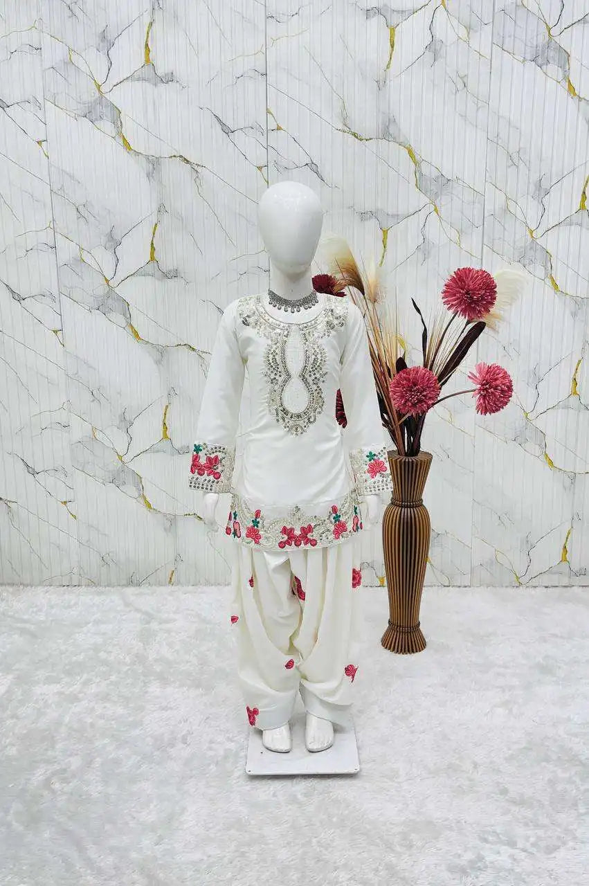 Girls' Heavy Crêpe Embroidered Salwar Kameez Set FZ-PR-40