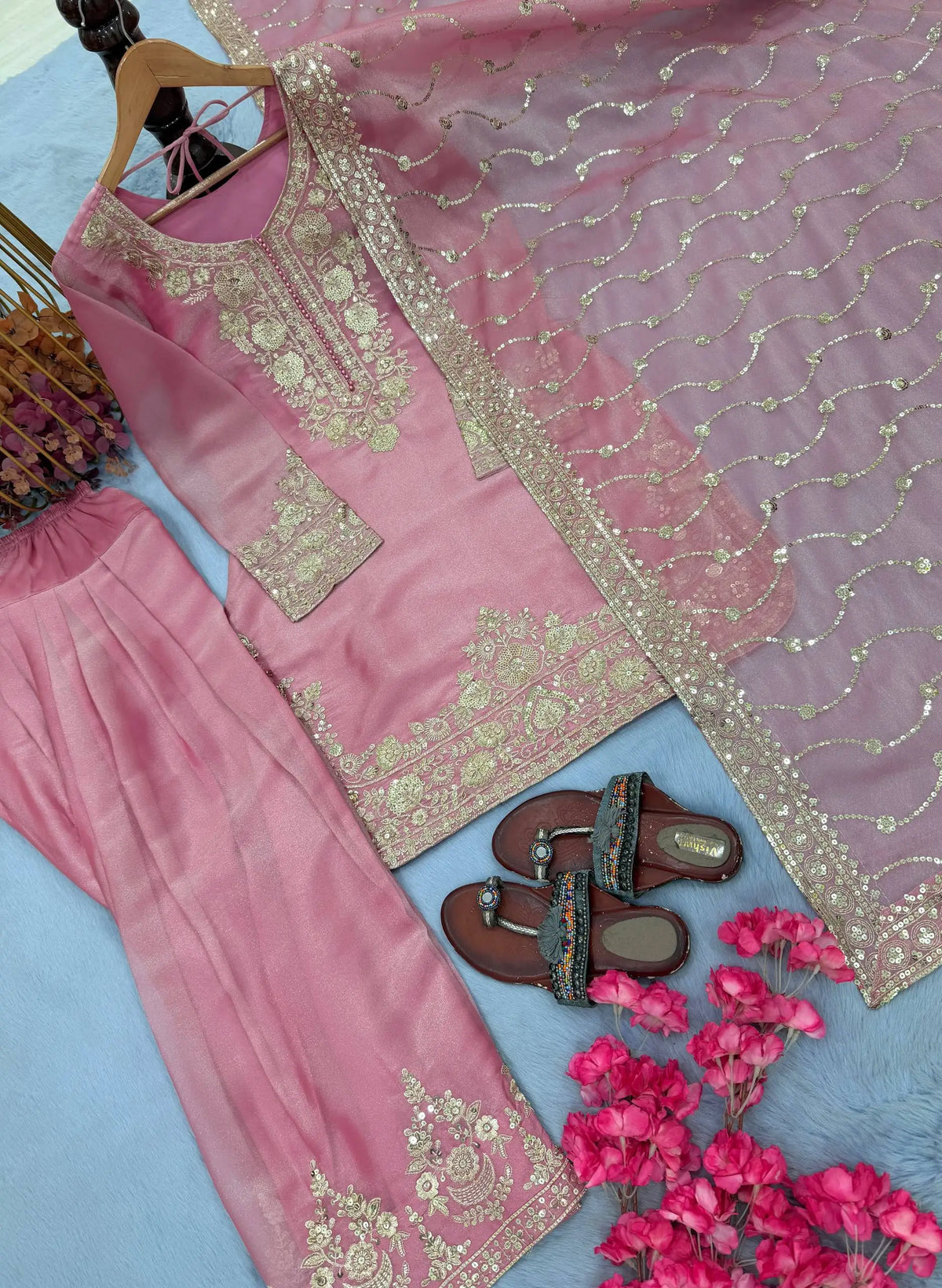 Embroidered Farshi Palazzo Party Wear Suit Set FZ-PR-01