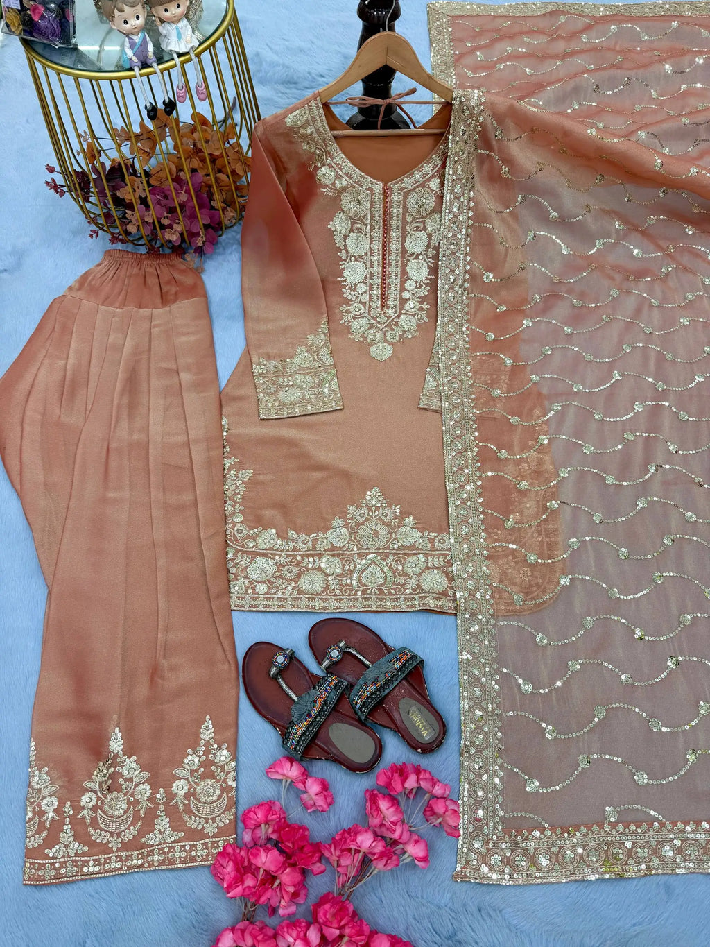 Embroidered Farshi Palazzo Party Wear Suit Set FZ-PR-01