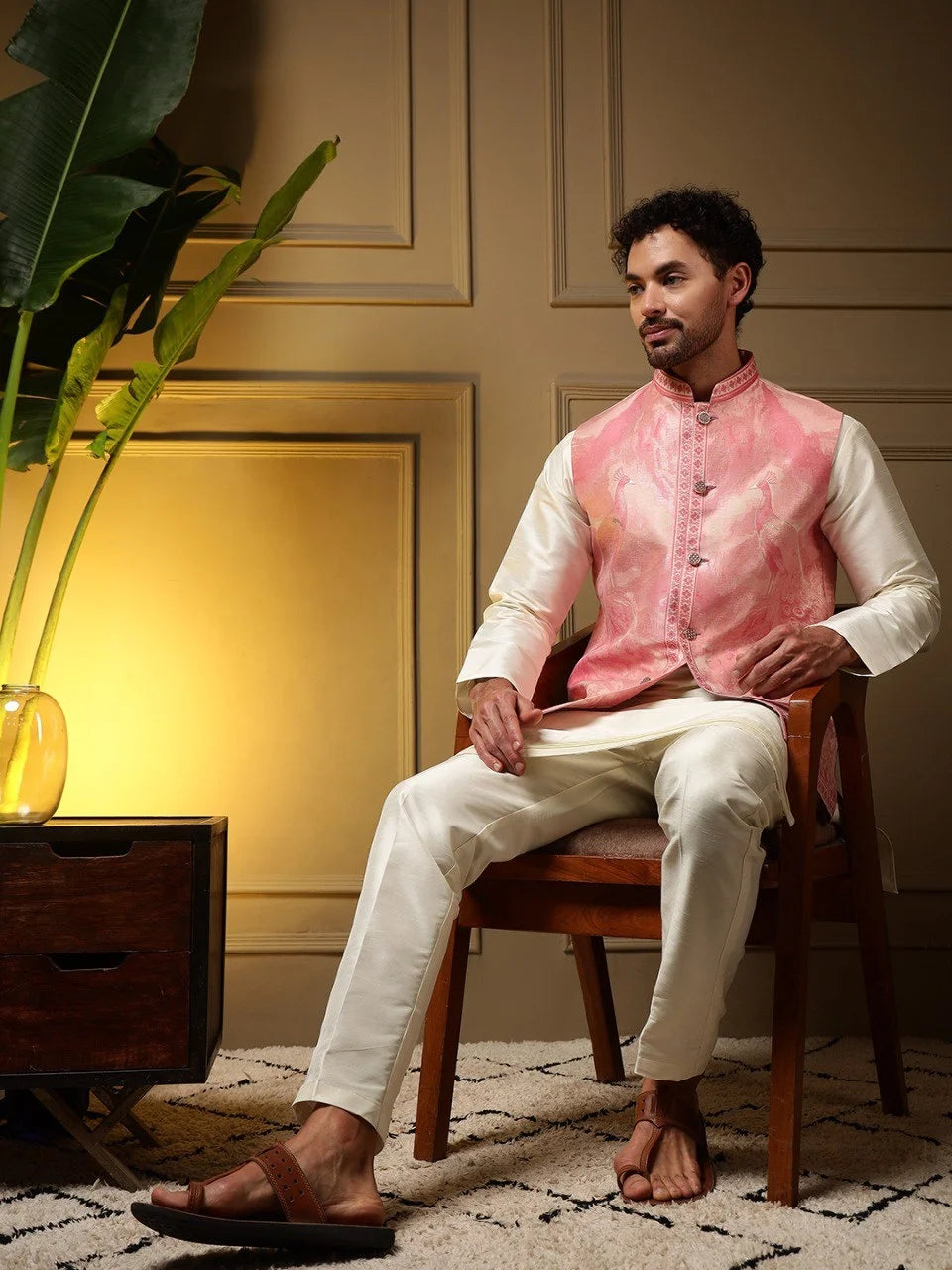 Men's Jacquard Koti Kurta Pant Set FZ-PR-21