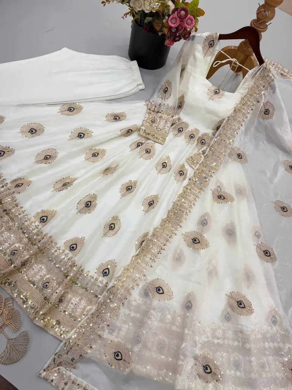 Women's Silk Embroidered Gown Set FZ-PR-42