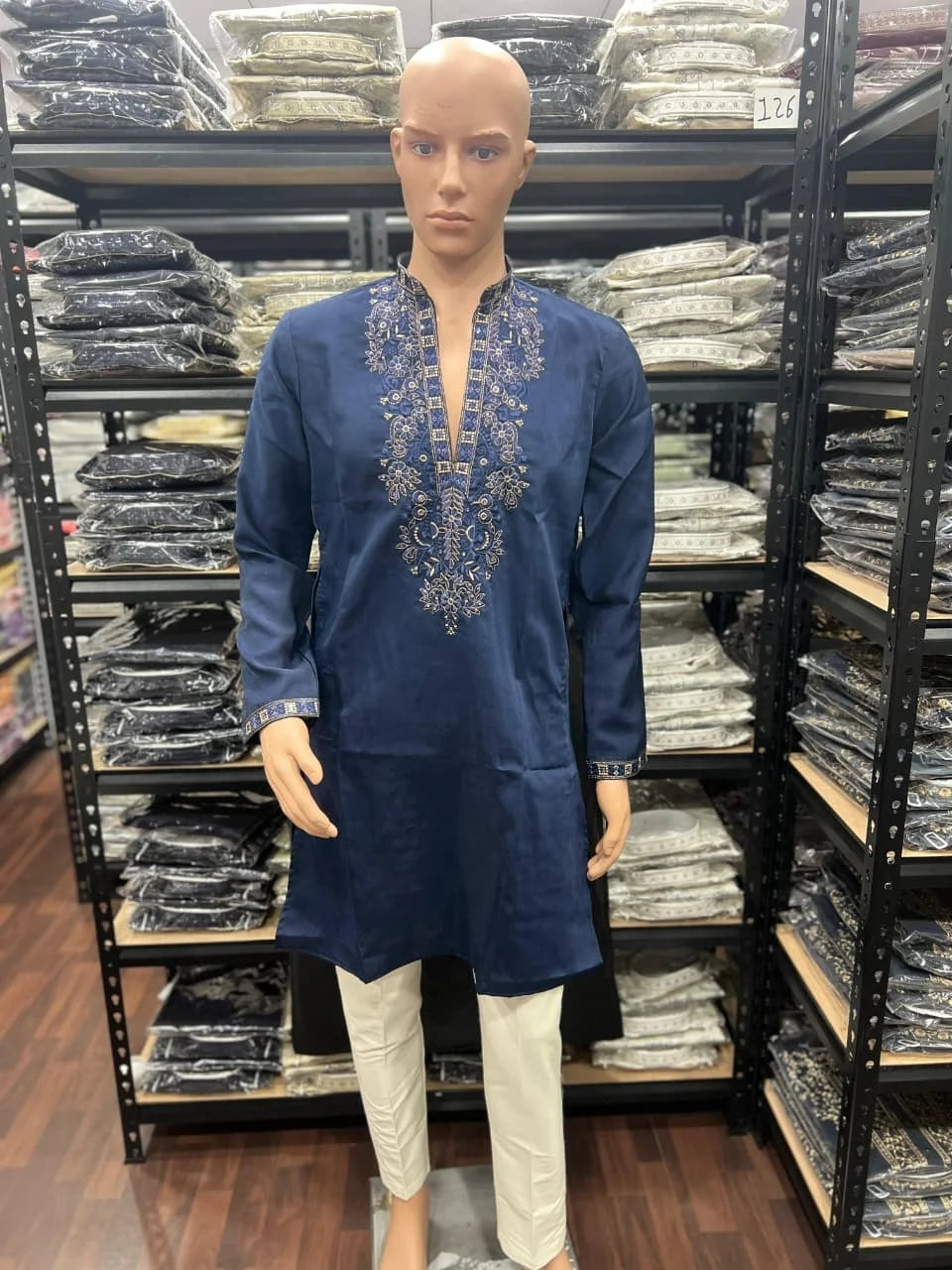 Men's Embroidered Star Silk Kurta Pyjama Set FZ-PR-19