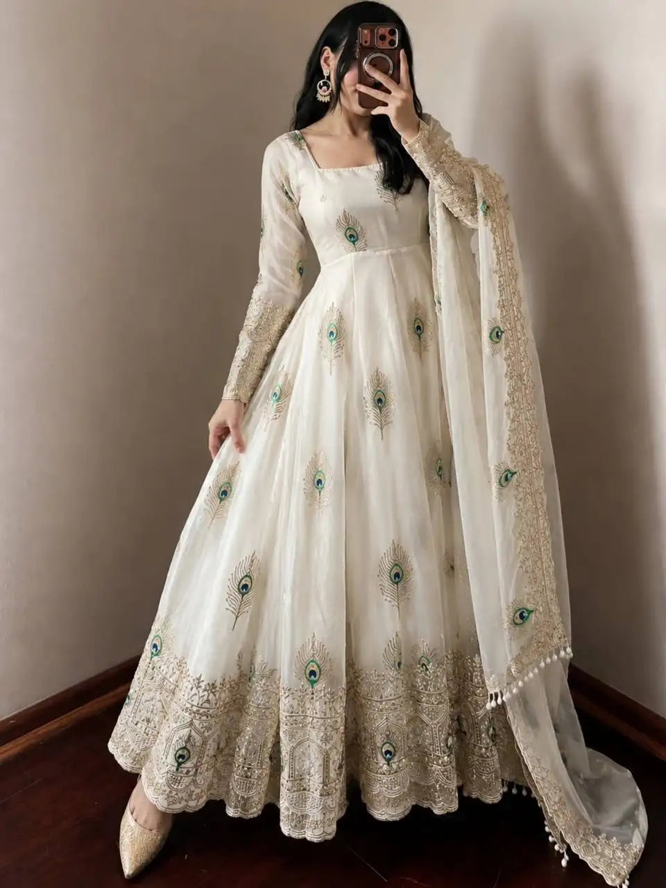 Women's Silk Embroidered Gown Set FZ-PR-42
