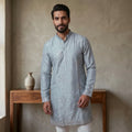 Men's Embroidered Earth Silk Kurta Churidar Set FZ-PR-22